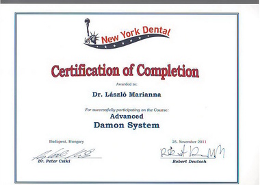 Fogszabályozás -oklevél - damon rendszer