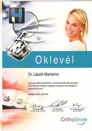 Fogszabályozás - oklevél - h4 rendszer