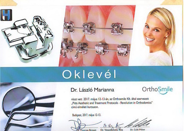 Fogszabályozás - oklevél - orthosmile aesthetic