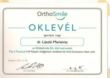 Fogszab&aacute;lyoz&aacute;s -oklev&eacute;l - ortosmile