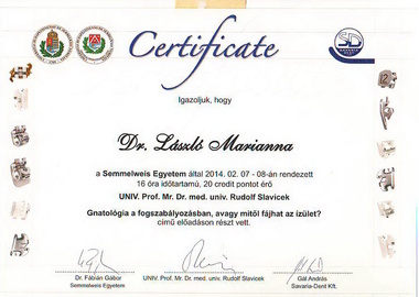 Fogszabályozás - oklevél - semmelweis