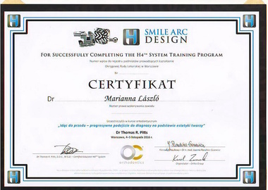 Fogszabályozás - oklevél - smiledesign