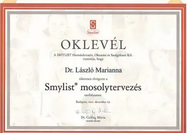 Fogszab&aacute;lyoz&aacute;s - oklev&eacute;l - smylist mosolytervez&eacute;s